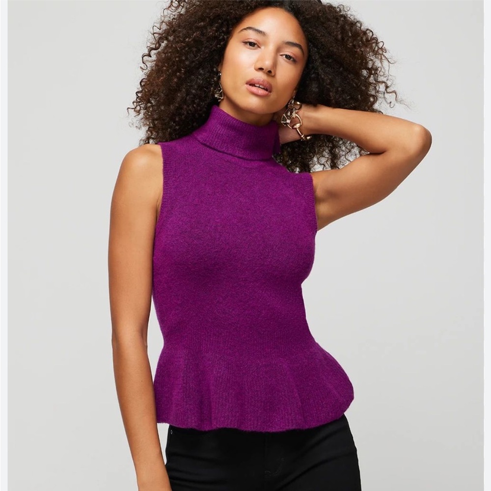 WHBM - Vibrant Purple Sleeveless Peplum Tank
